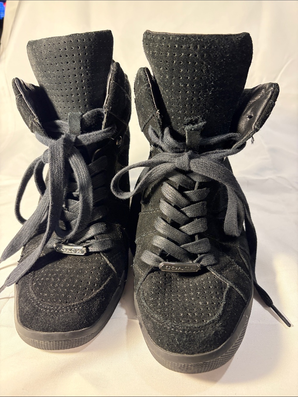 Coach Black Alexis High-Top Suede-Look Women's Sneakers